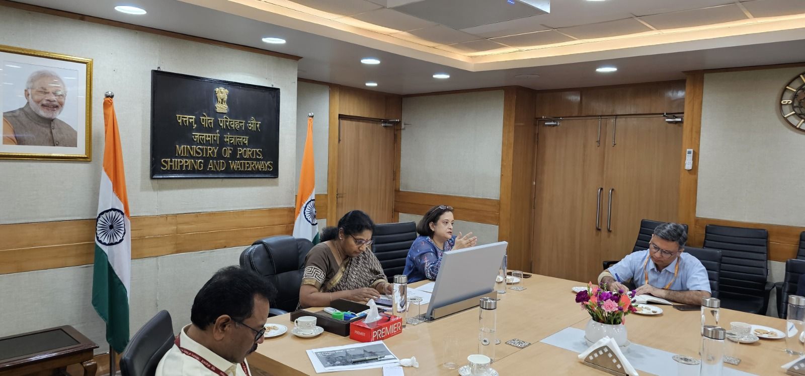 Close-up of ministry officials during discussion