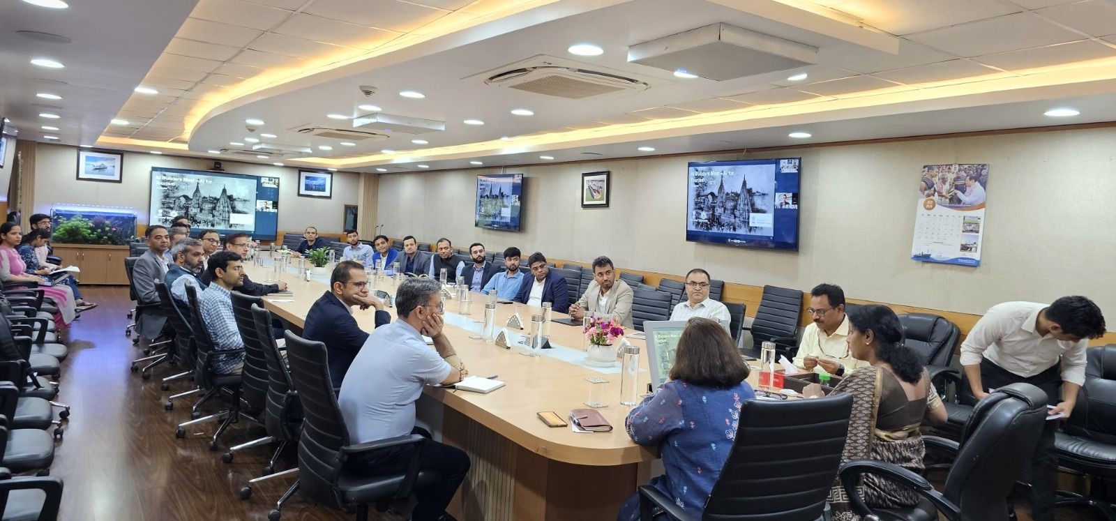 Wide shot showing video conferencing setup